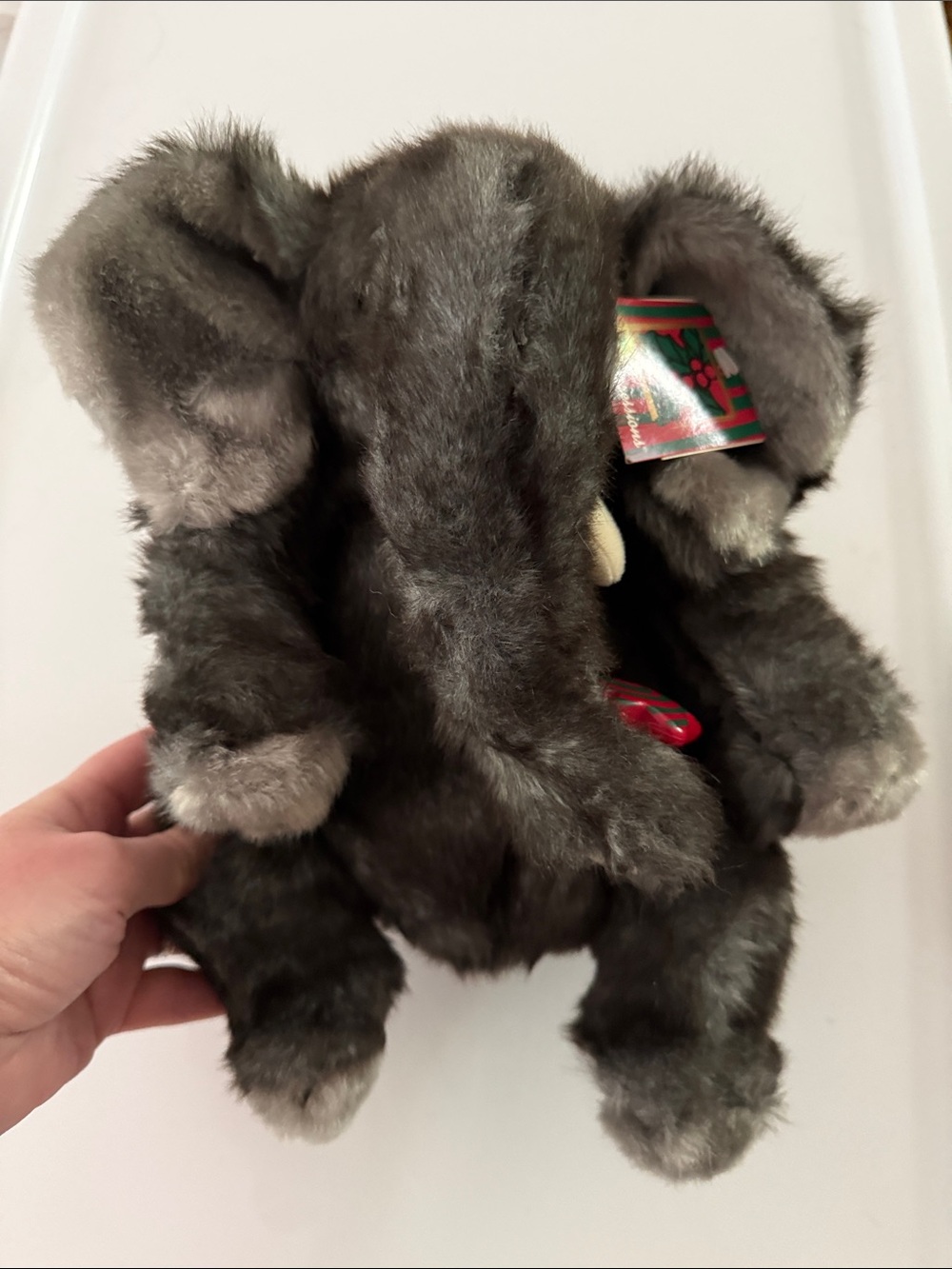 Gray Plush Elephant Stuffed Animal - Soft Faux Fur